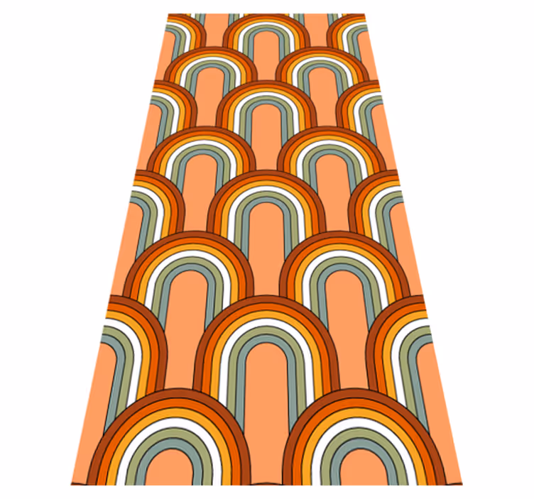 Vinyl tapijt oranje met regenboog 70s patroon - TenStickers