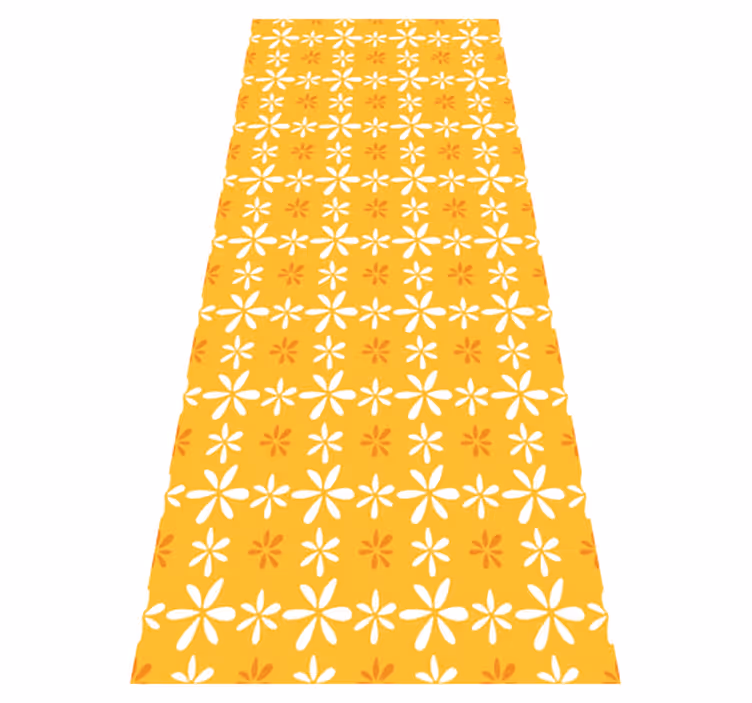 Vinyl tapijt oranje met kleine witte bloemen - TenStickers