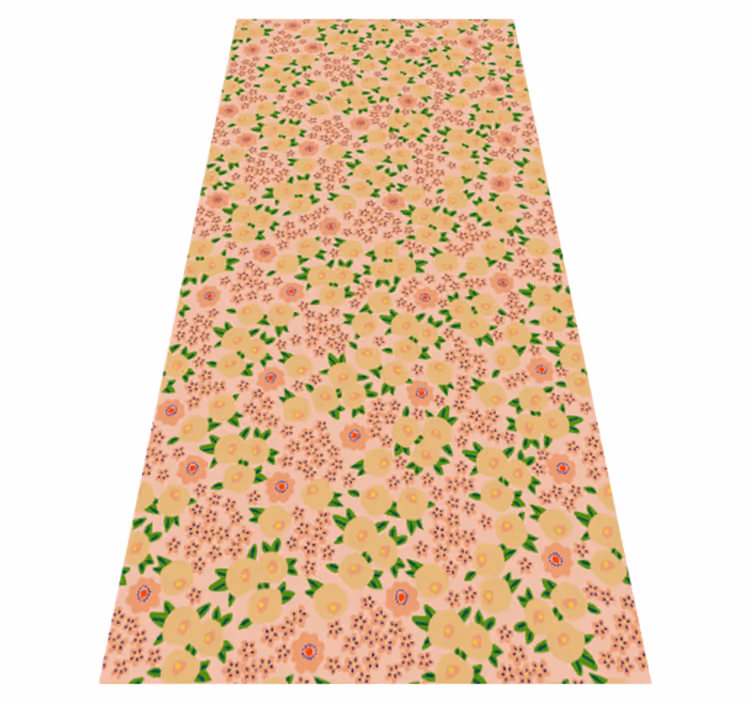 Vinyl tapijt oranje met origineel bloemenpatroon perziktonen - TenStickers