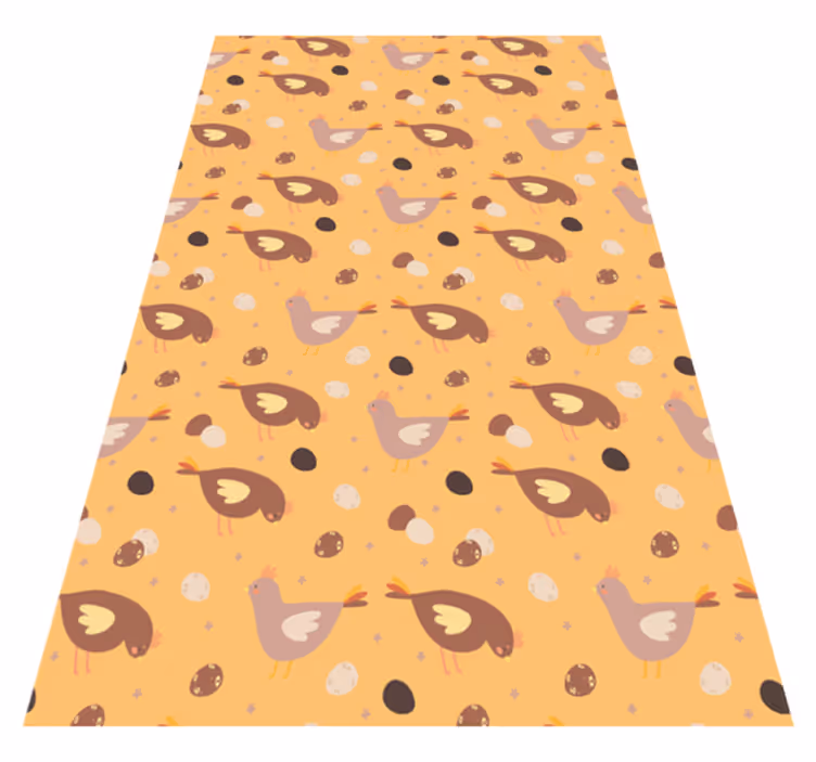 Vinyl tapijt oranje met kuikenpatroon - TenStickers