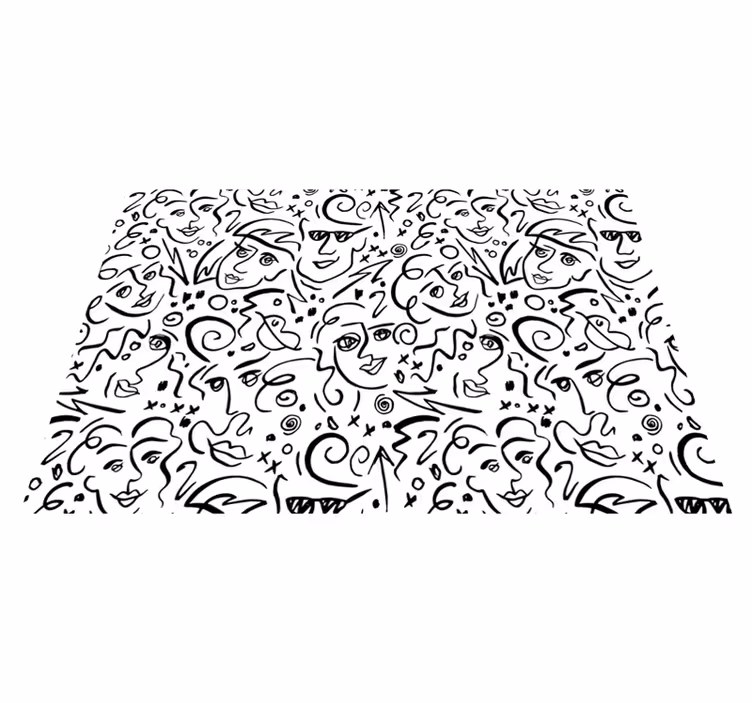 Vinyl tapijt zwart met zwart-witte graffiti kunst - TenStickers
