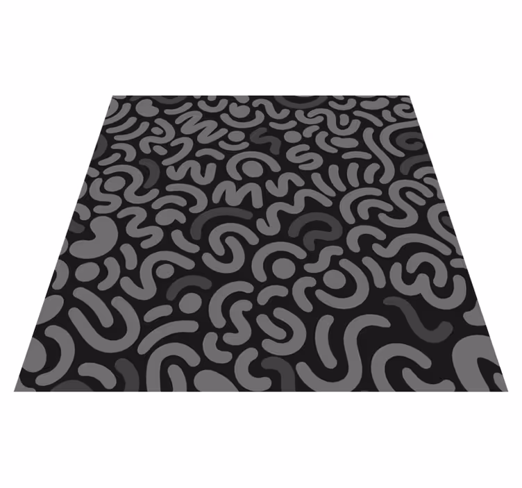 Vinyl tapijt zwart abstracte zwarte ronde lijnen - TenStickers