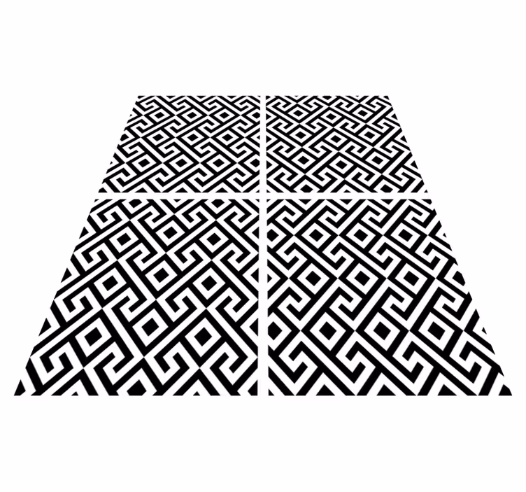 Vinyl tapijt zwart met zwart-wit geometrisch patroon - TenStickers