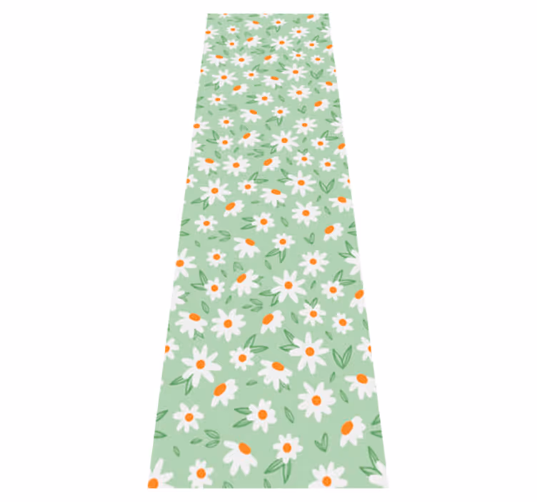 Vinyl tapijt groen margarita bloemen - TenStickers