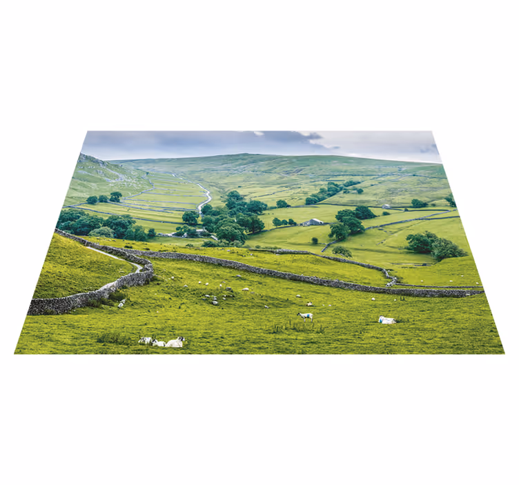 Vinyl tapijt groen engelse platteland - TenStickers