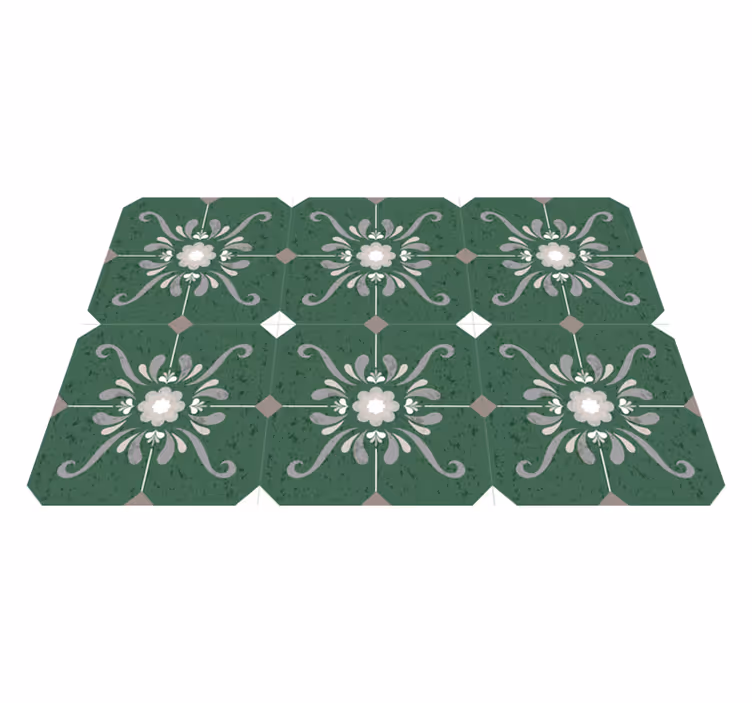 Vinyl tapijt groen oude stijl tegels - TenStickers