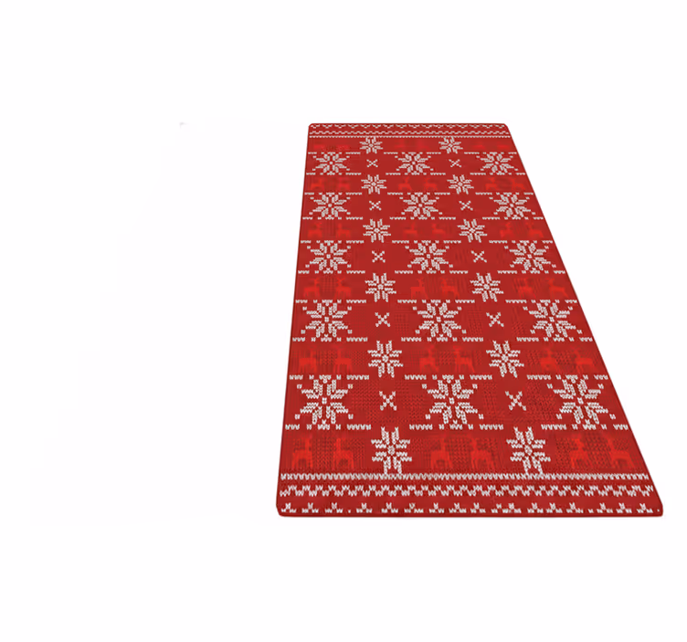 Vinyl tapijt rood kersttypisch patroon - TenStickers