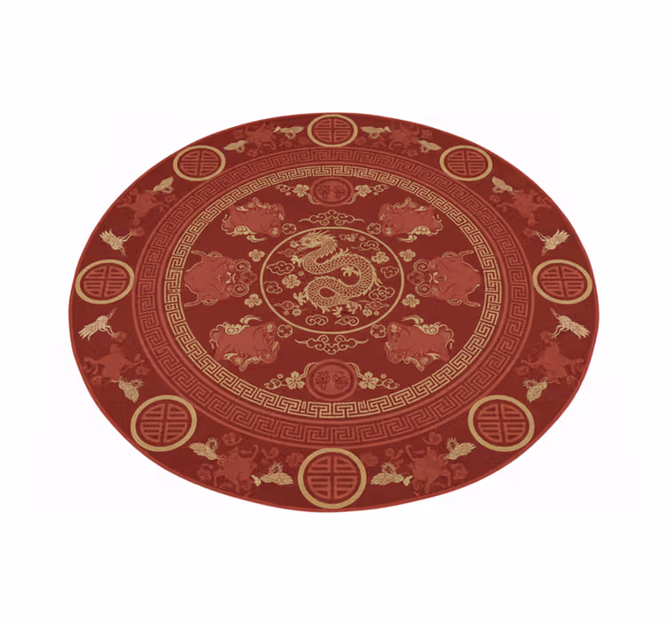 Vinyl tapijt rood met vintage chinese stijl patroon - TenStickers