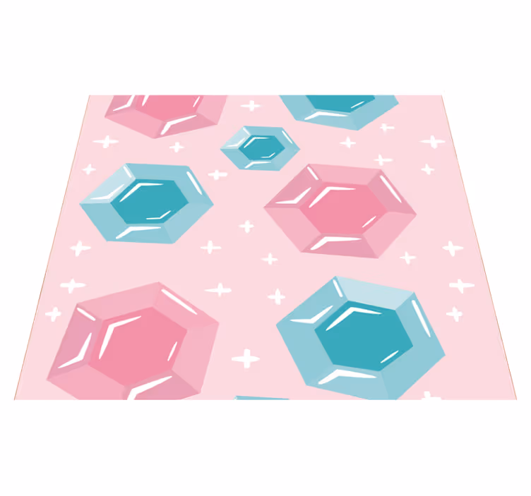 Vinyl tapijt roze geometrische juweeltonen edelstenen - TenStickers