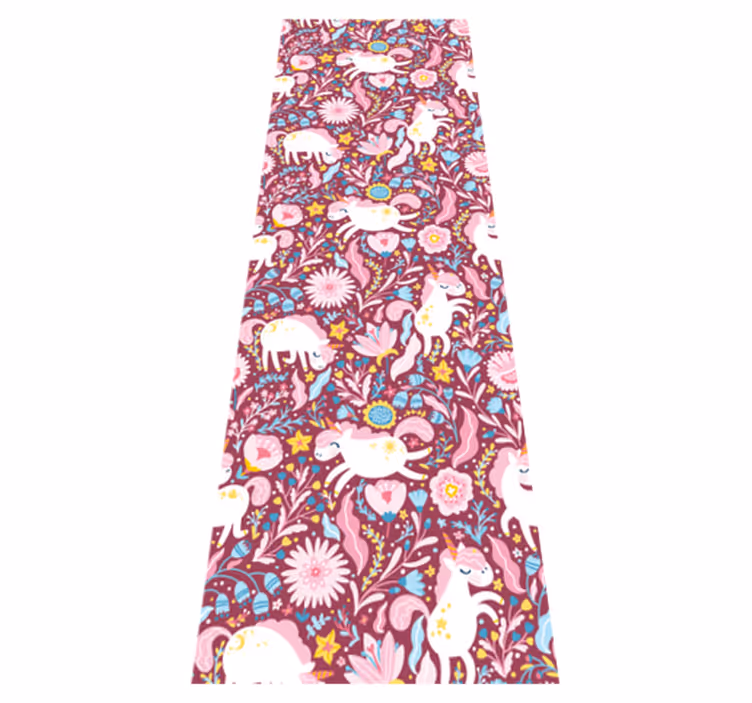 Vinyl tapijt roze met prachtig eenhoorn dierenpatroon - TenStickers