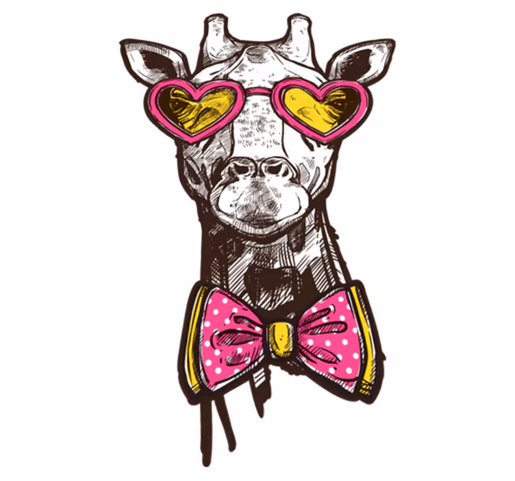 Eigenzinnige giraffe hart bril Vinyl tapijt - TenStickers