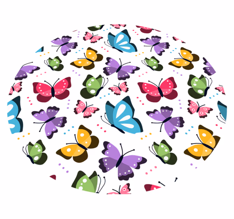 Kleurrijk vlinderpatroon Vinyl tapijt rond  - TenStickers