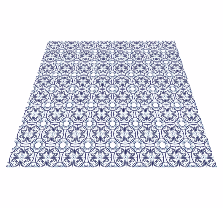 Blauw geometrisch tegel effect vinyl tapijt - TenStickers