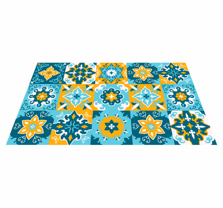 Geometrisch Tegel Effect vinyl tapijt - TenStickers