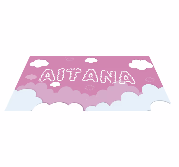 Roze wolkachtige ontwerp vinyl tapijt met aanpasbare naam - TenStickers
