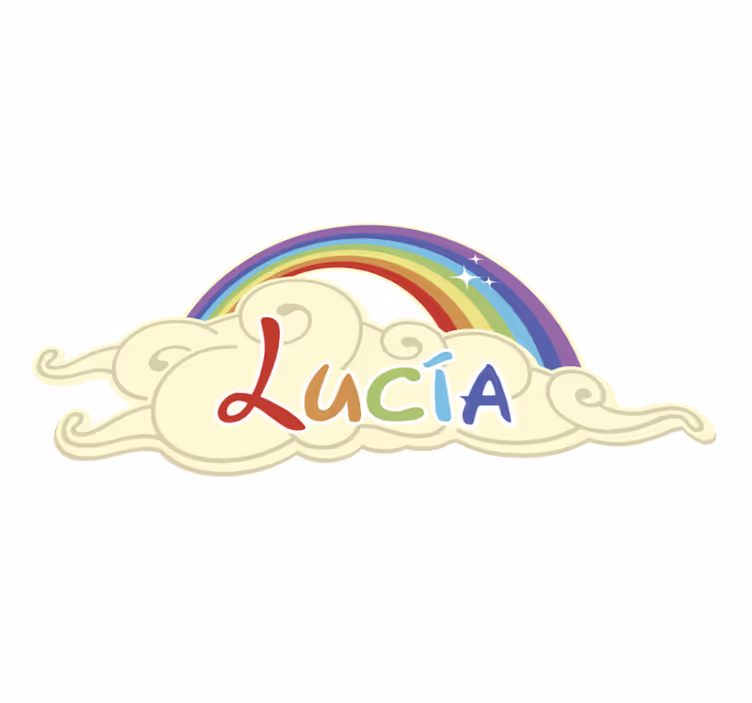 Regenboogwolk vinyl tapijt met aanpasbare naam  - TenStickers