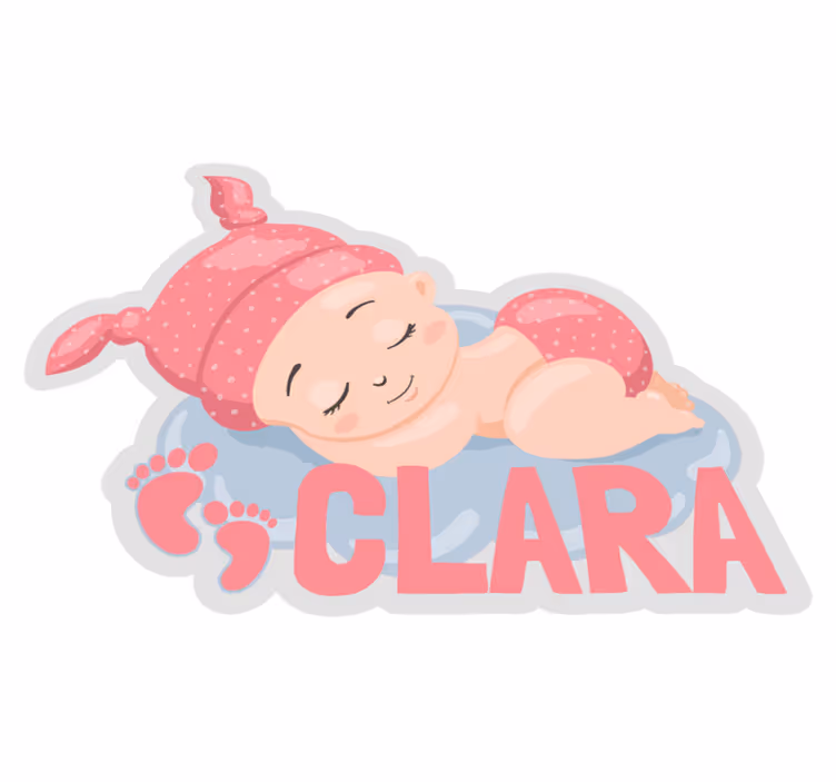 Slapende baby vinyl tapijt met aanpasbare naam - TenStickers