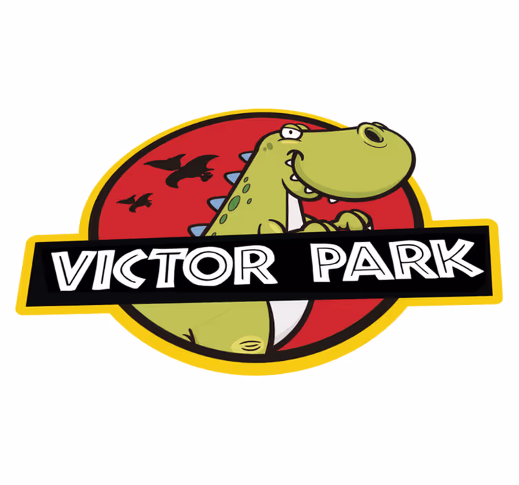 Dinosaurus embleem vinyl tapijt met aanpasbare naam - TenStickers