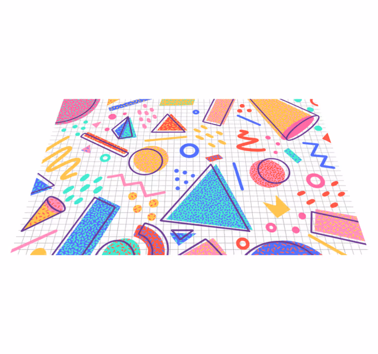 Kleurrijk geometrisch vormen ontwerp modern vinyl vloerkleed - TenStickers