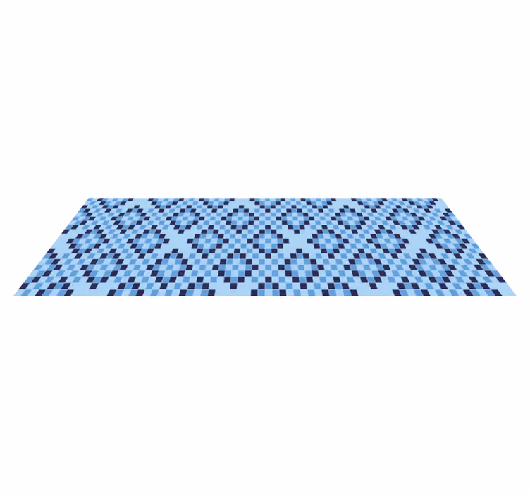 Geometrisch Blauw Pixel Patroon vormen vinyl tapijt - TenStickers