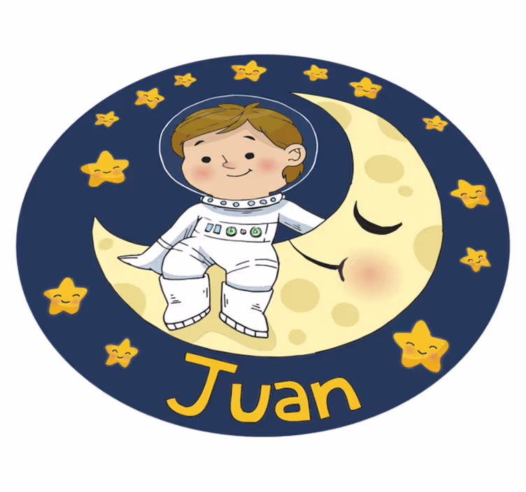 Astronaut Slumber Circle Vinyl vloerbedekking met naam - TenStickers
