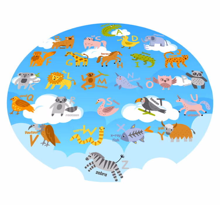 Alfabetisch Dierenkring Vinyl tapijt slaapkamer - TenStickers