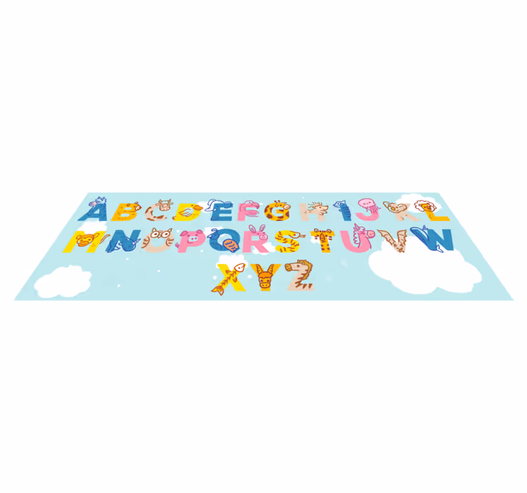 Prachtige vinyl alfabet vloerkleed met dieren - TenStickers