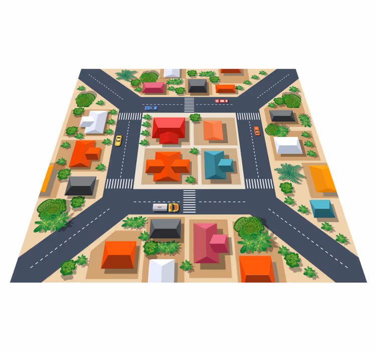Stads straatbeeld vinyl tapijt snelweg - TenStickers