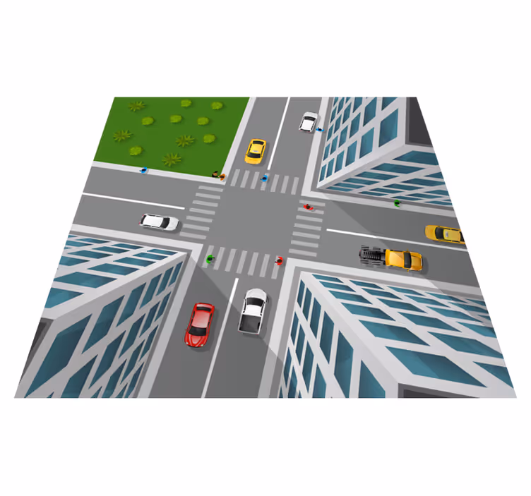 Prachtig 3d kruispunt vinyl vloerkleed - TenStickers