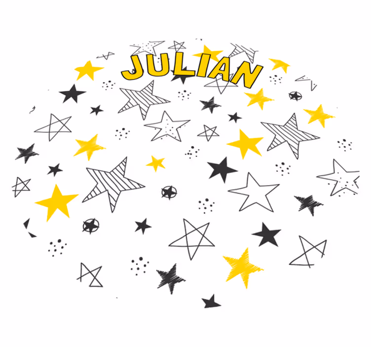 Fantastische ronde personaliseerbare sterren vinyl tapijt - TenStickers