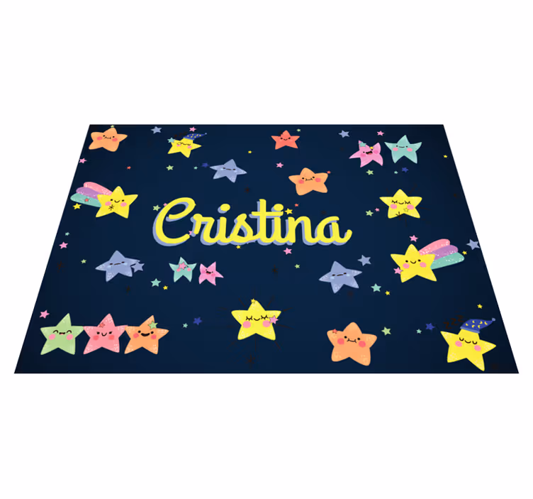 Gepersonaliseerde sterrenhemel vinyl tapijt met naam - TenStickers
