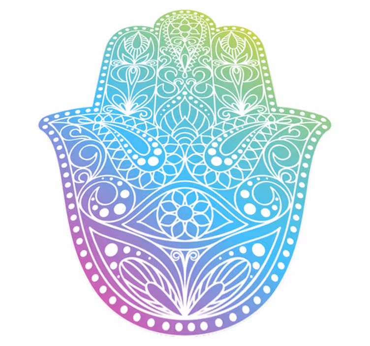 Kleurrijk handsymbool vinyl tapijt mandala - TenStickers