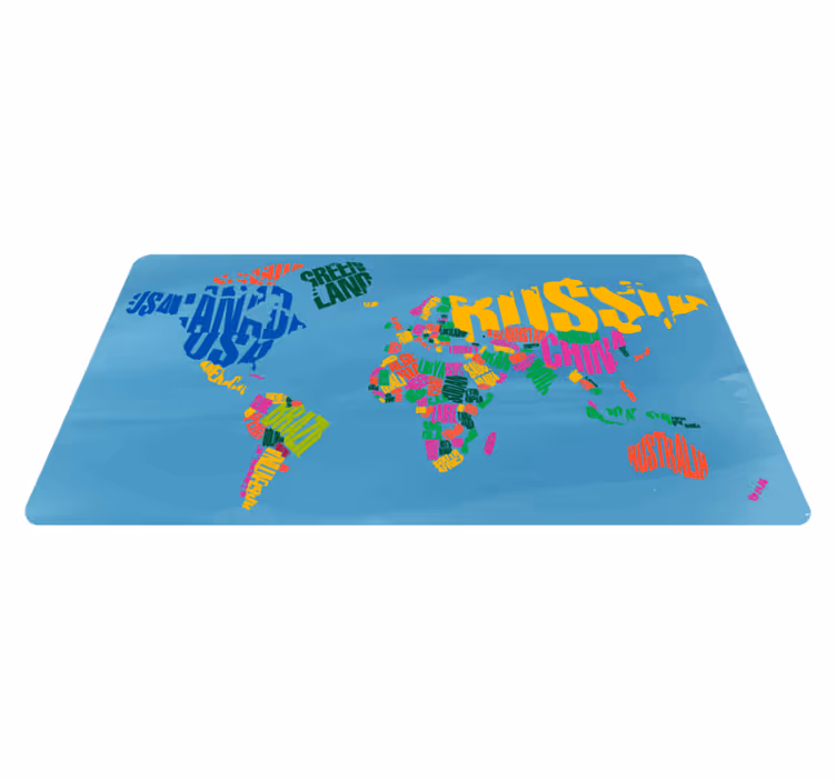 Kleurrijke kaartmontage vinyl tapijt wereldkaart - TenStickers