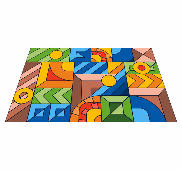 Geometrische kleurblokken vinyl tapijt geometrisch - TenStickers