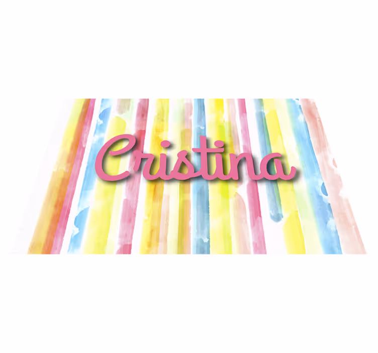 Gepersonaliseerde regenboog vinyl tapijt met naam - TenStickers