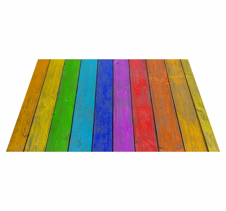 Regenboog plank structuur vinyl tapijt met textuur - TenStickers