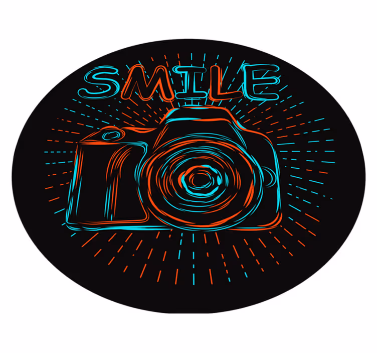 Neon camera-illustratie vinyl tapijt kind - TenStickers