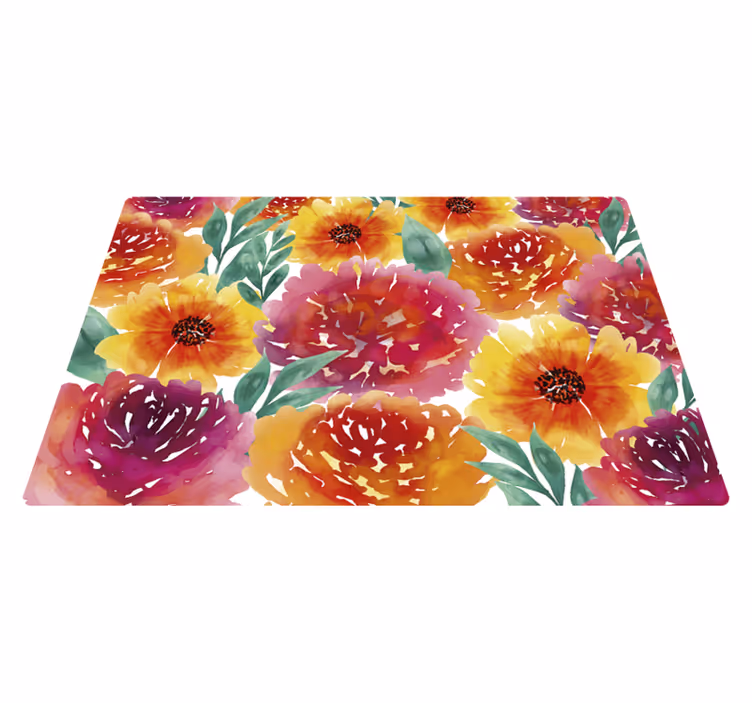 Vinyl vloerkleed kleurrijke bloemen - TenStickers