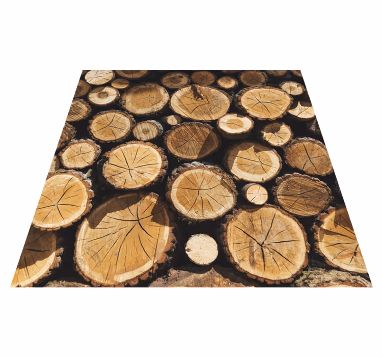 Log segmentpatroon vinyl tapijt met houtstructuur - TenStickers