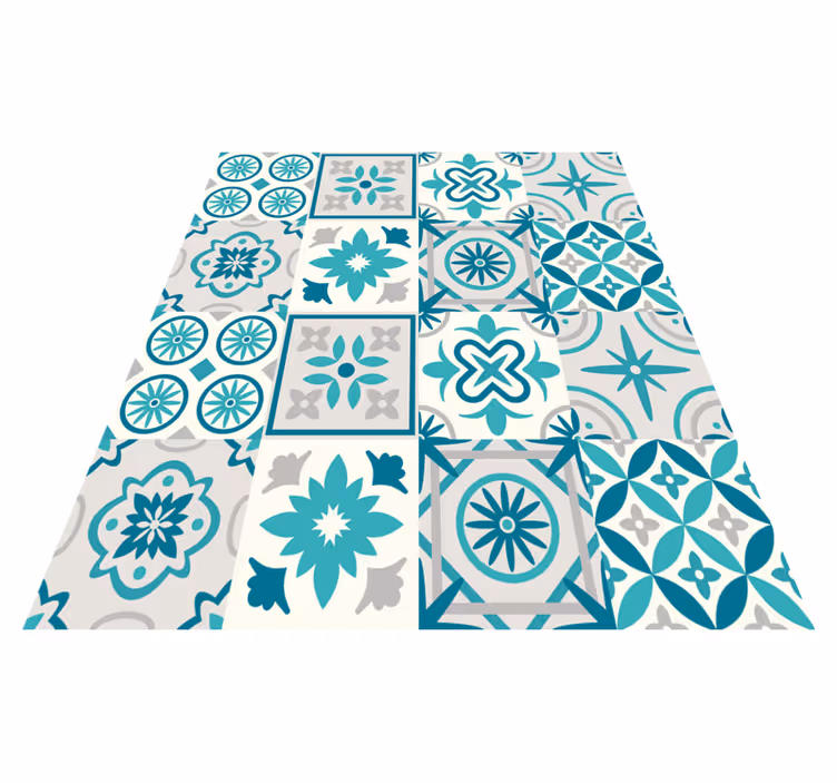 Eclectische turquoise vinyl keukenmat - TenStickers