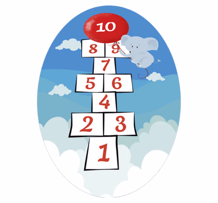 Hinkelspel ballon olifant vinyl tapijt  - TenStickers
