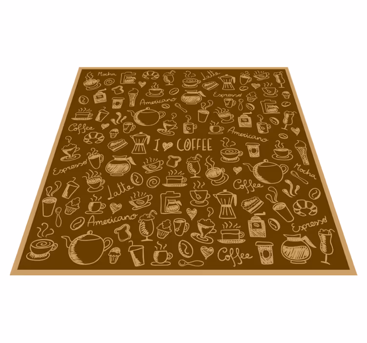 Koffie doodle collectie vinyl vloerkleed keuken - TenStickers