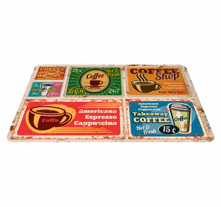 Motieven met café-thema vinyl tapijt zinnen en teksten - TenStickers