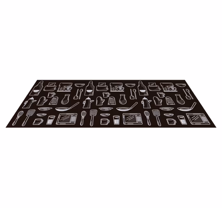 Rechthoekig keukengereedschap modern vinyl vloerkleed keuken - TenStickers