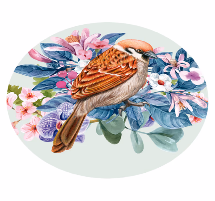 Prachtig ronde vogeldeken vinyl - TenStickers