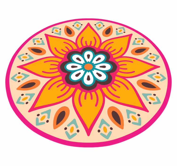 Prachtig ronde vinyl tapijt met mandala - TenStickers
