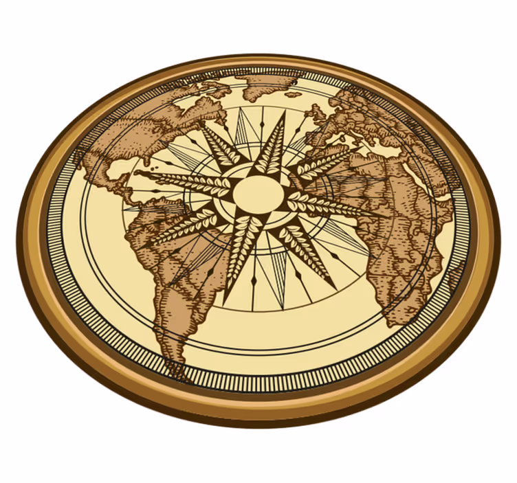 Ronde vintage wereldkaart vinyl kleed - TenStickers
