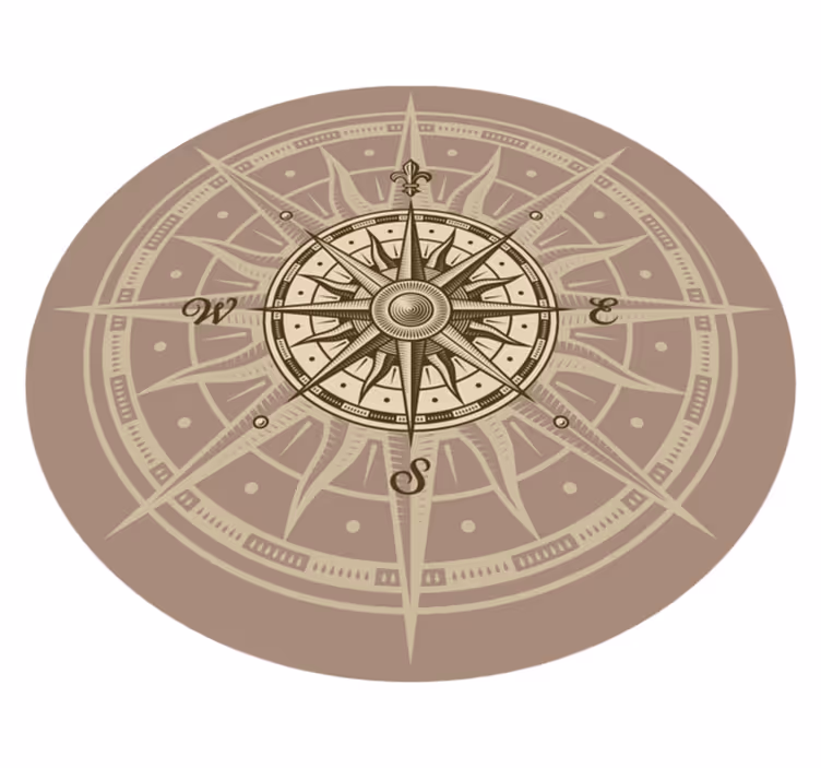 Prachtig rond vintage kompas vinyl vloerkleed - TenStickers