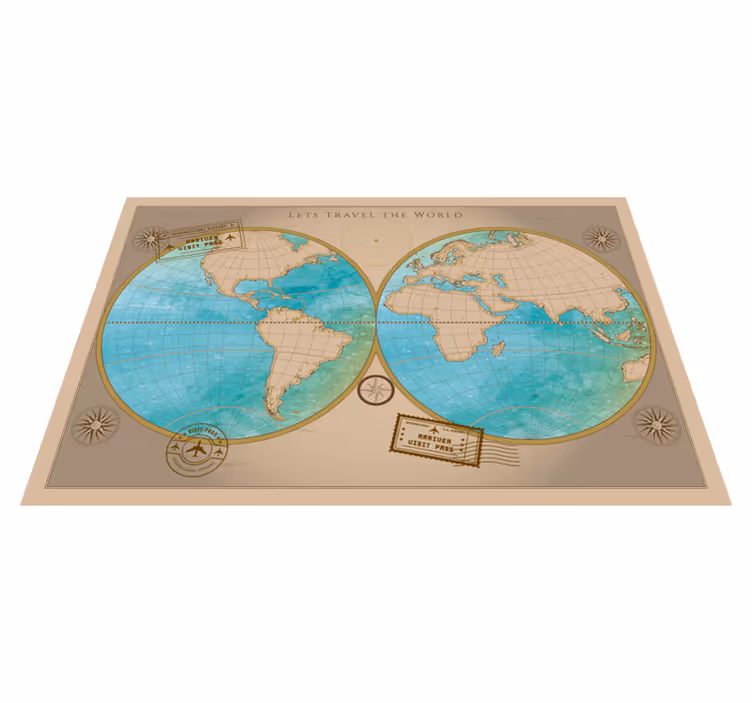 Vinyl tapijt wereldkaart wereldkaart decor - TenStickers