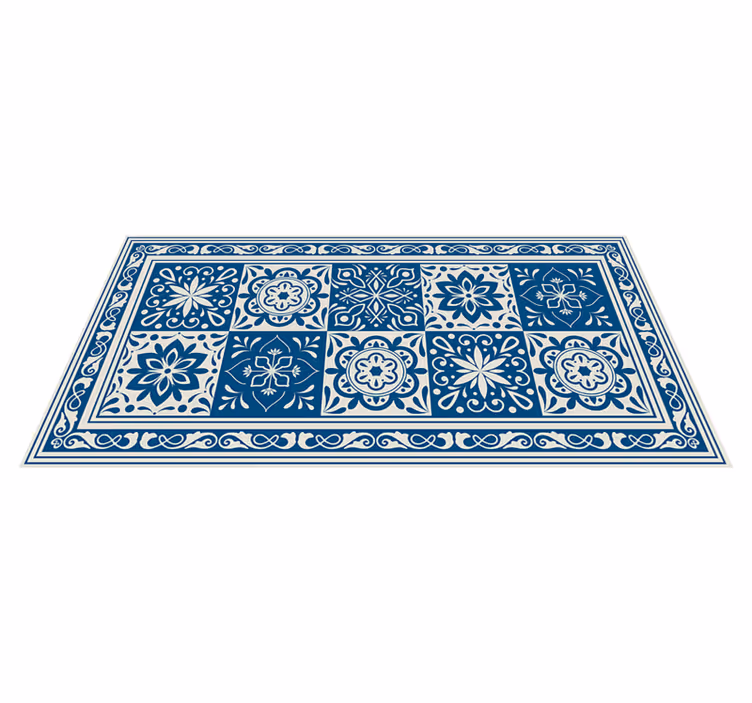 Geweldige klassieke blauwe tegels vinyl vloerkleed keuken - TenStickers